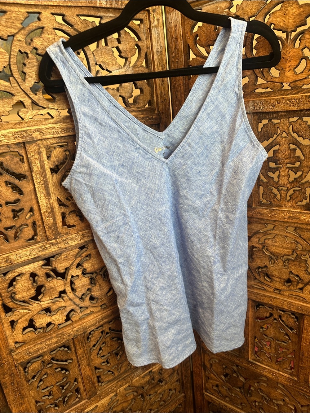 Lilly Pulitzer Light Blue Linen V-Neck Tank Top